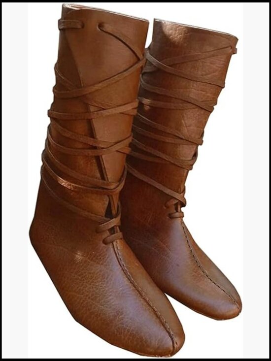 Men\'s Mid-Calf Gothic Boots Renaissance Pirate Costume Pull On Boots Amazon.com: JUNQIAKO Medieval Pirate Boots Mens Renaissance  main image 3
